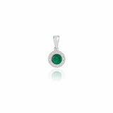 18ct White Gold 0.27ct Emerald And 0.09ct Diamond Halo Pendant Only