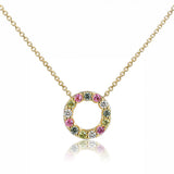 18ct Yellow Gold 0.30ct Multi-Colour Sapphire And 0.09ct Diamond Circle Necklace