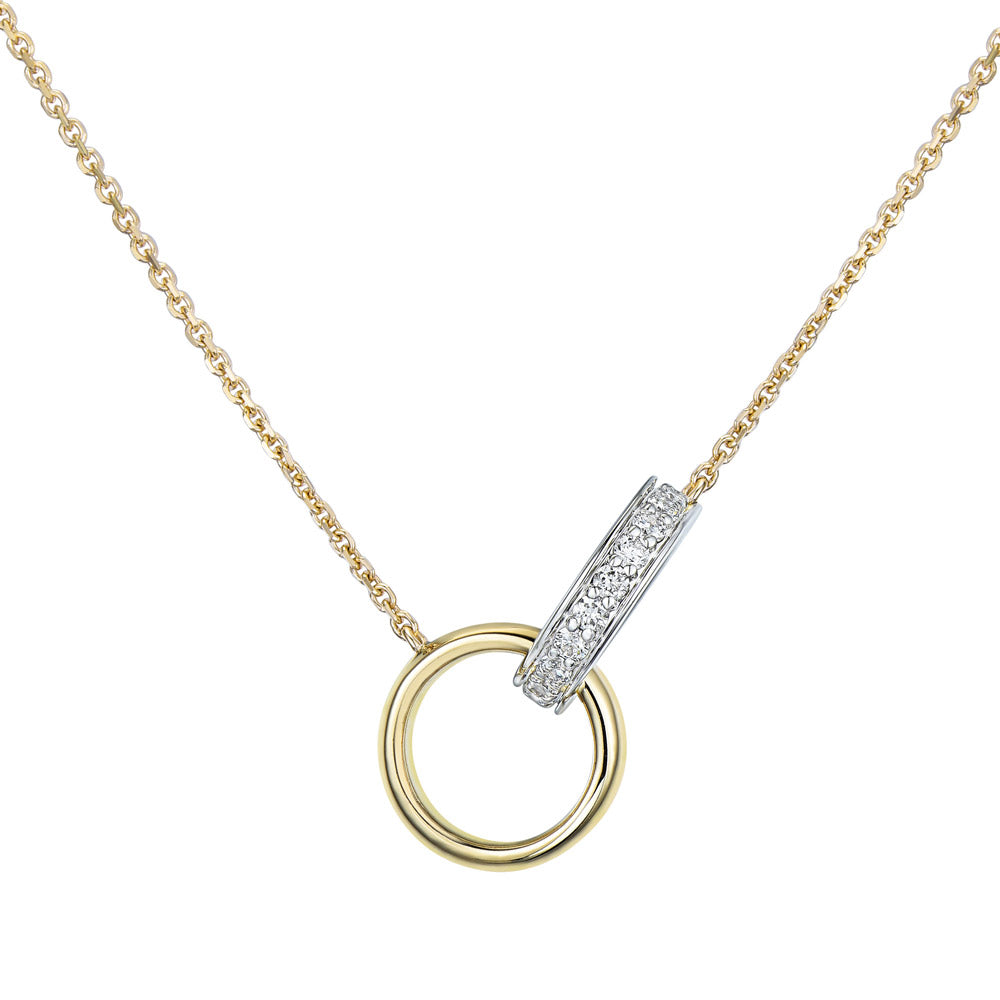 18ct Yellow And White Gold Diamond Interlocking Necklace