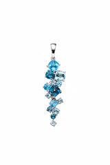 9ct White Gold Blue Topaz Cascading Cluster Pendant Only GP2117T