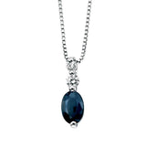 9ct White Gold Sapphire And Diamond Drop Pendant Only GP735L