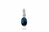 9ct White Gold Sapphire And Diamond Drop Pendant Only GP735L