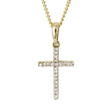 9ct yellow gold diamond cross pendant