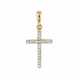 9ct yellow gold diamond cross pendant
