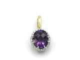 9ct Yellow And White Gold 1.67ct Amethyst And 0.12ct Diamond Cluster Pendant Only