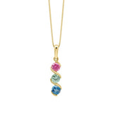 9ct Yellow Gold Green Sapphire, Pink Tourmaline And London Blue Topaz Trilogy Pendant Only GP2356