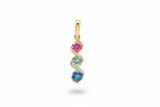 9ct Yellow Gold Green Sapphire, Pink Tourmaline And London Blue Topaz Trilogy Pendant Only GP2356