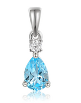 9ct White Gold 0.47ct Pear Cut Blue Topaz Necklace