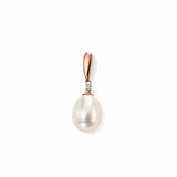 9ct Rose Gold Pearl And Diamond Drop Pendant Only GP971W