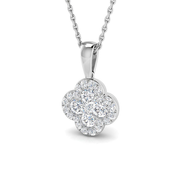 18ct White Gold 0.49ct Diamond Clover Necklace