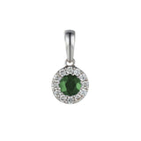 18ct White Gold 0.33ct Emerald And 0.14ct Diamond Cluster Pendant Only