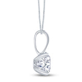 18ct white gold round brilliant cut diamond four claw filigree necklace side setting view