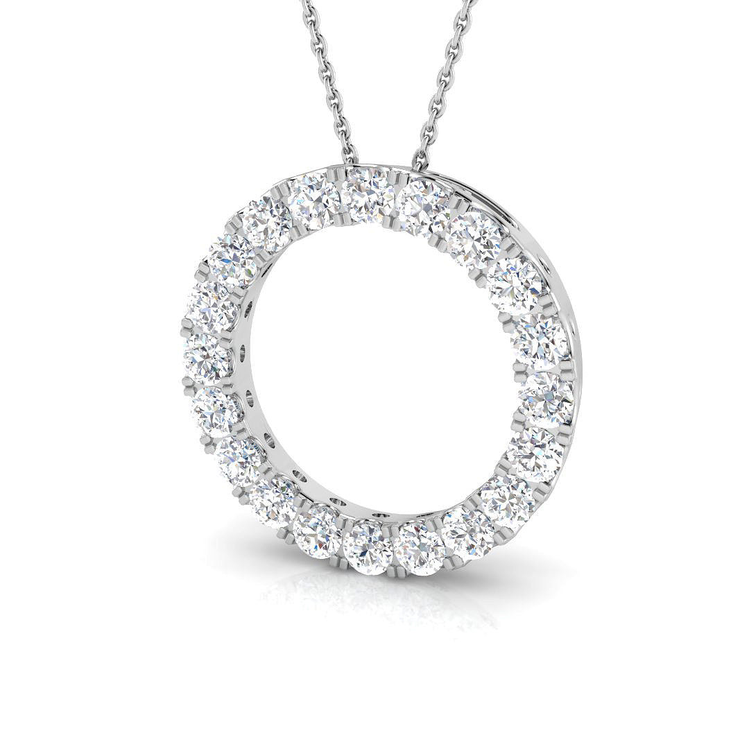 18ct White Gold 2.04ct Diamond Open Circle Necklace