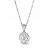 18ct White Gold 0.57ct Round Brilliant Cut Diamond Halo Necklace