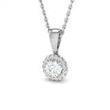 18ct White Gold 0.33ct Round Brilliant Cut Diamond Halo Necklace