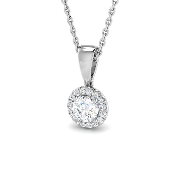 18ct White Gold 0.33ct Round Brilliant Cut Diamond Halo Necklace
