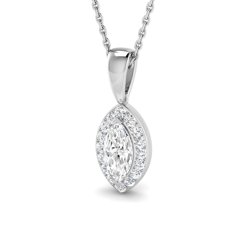 18ct White Gold 0.58ct Marquise Cut Diamond Halo Necklace