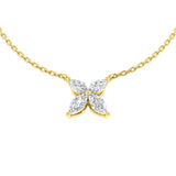 18ct Yellow Gold 0.75ct Marquise Cut Diamond Flower Necklace