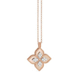 Roberto Coin 18ct Rose Gold 0.19ct Diamond Princess Flower Necklace ADR888CL1837