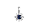 18ct White Gold 0.31ct Blue Sapphire And 0.51ct Diamond Flower Pendant