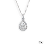 The Skye Petite Platinum 0.28ct Pear Cut Diamond Halo Necklace
