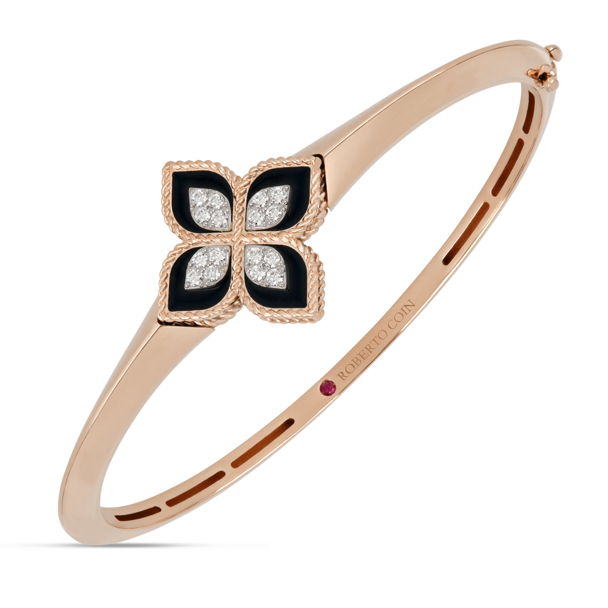 Roberto Coin 18ct Rose Gold Black Jade And Diamond Princ