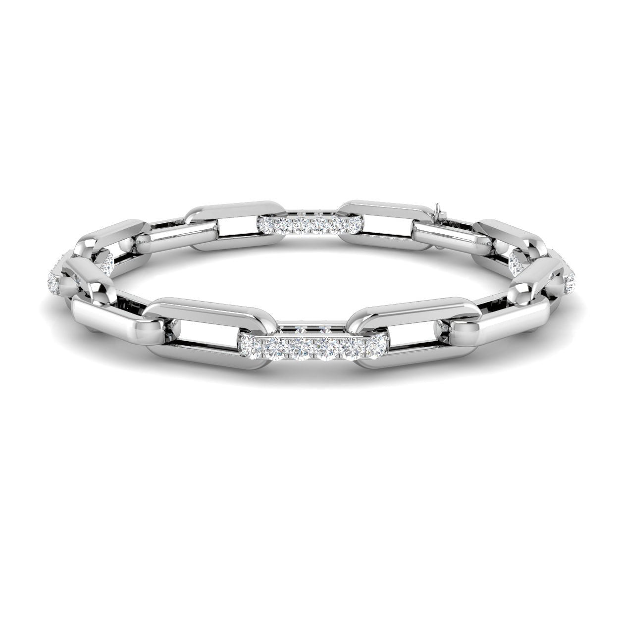 9ct White Gold Diamond Chain Link Bracelet - Main Image