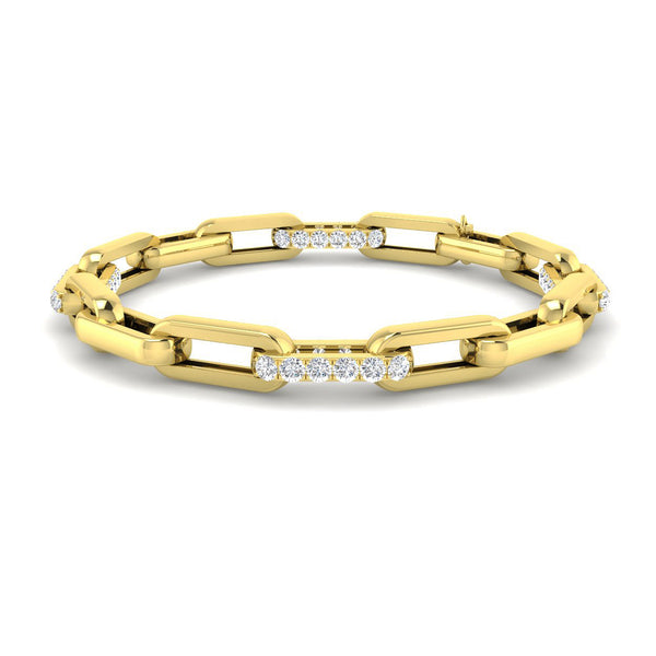 9ct Yellow Gold 1.26ct Diamond Chain Link Bracelet