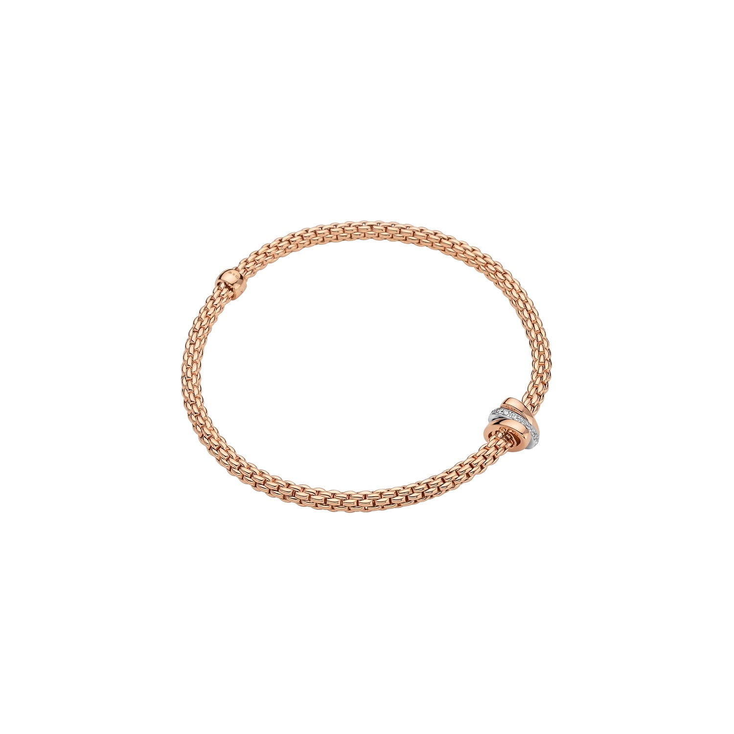 fope 18ct rose gold prima flex'it 0.10ct diamond bracelet