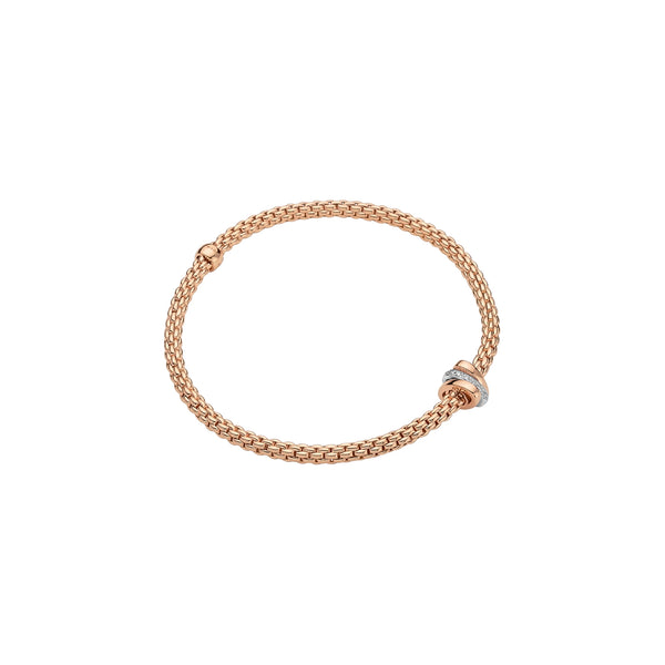 fope 18ct rose gold prima flex'it 0.10ct diamond bracelet
