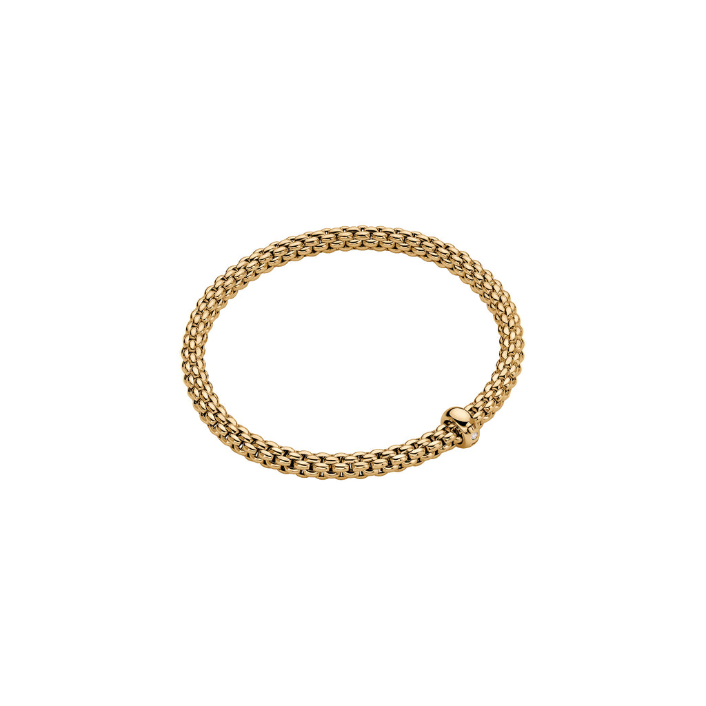 FOPE 18ct Yellow Gold Solo Flex-It 0.01ct Diamond Bracelet 01M06BX_BB_G_XBX