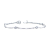 18ct White Gold 3.00ct Round Brilliant And Oval Cut Diamond Line Bracelet