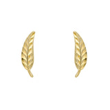9ct yellow gold feather stud earrings