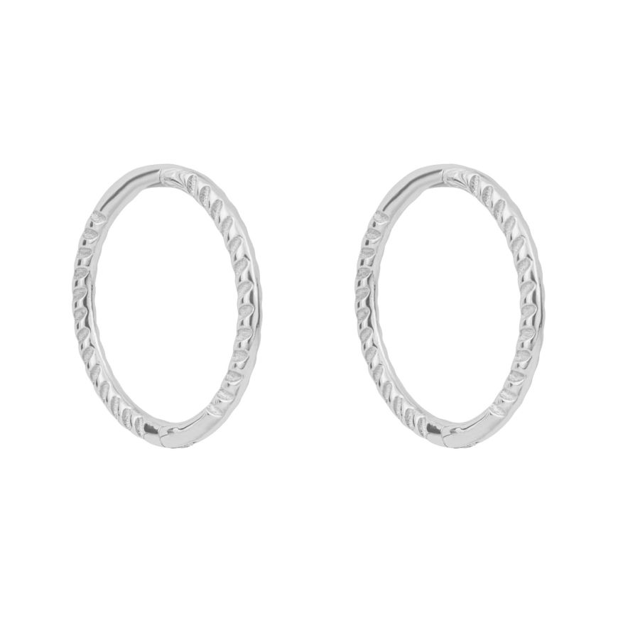 9ct White Gold Rope Hoop Earrings GE1001