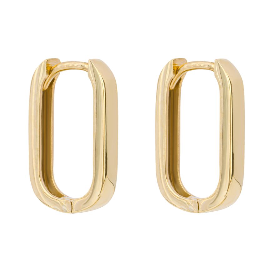 9ct Yellow Gold Rectangle Hoop Earrings GE1002