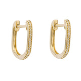 9ct yellow gold diamond rectangle hoop earrings