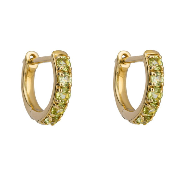 9ct yellow gold peridot hoop earrings