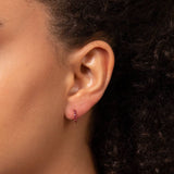 9ct yellow gold ruby hoop earrings model shot