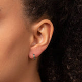 9ct yellow gold london blue topaz hoop earrings model shot