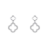 9ct White Gold Diamond Clover Drop Earrings GE2508C