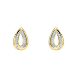 9ct Yellow Gold Diamond Teardrop Stud Earrings GE2534