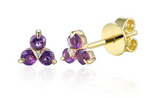 9ct Yellow Gold 0.21ct Amethyst And 0.04ct Diamond Cluster Stud Earrings