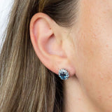 9ct White Gold Blue Topaz Cluster Stud Earrings GE2346T