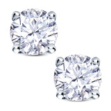18ct white gold round brilliant cut diamond four claw tulip stud earrings