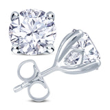 18ct white gold round brilliant cut diamond four claw tulip stud earrings setting view