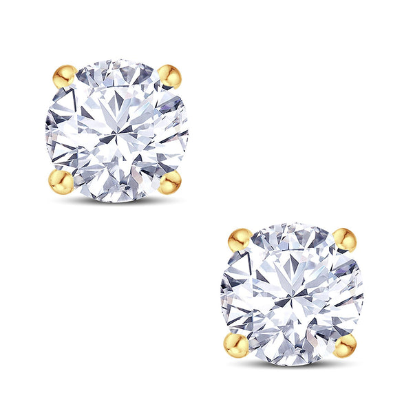 18ct yellow gold round brilliant cut diamond four claw basket stud earrings