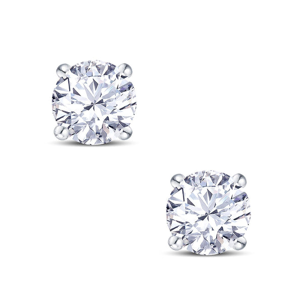 18ct white gold round brilliant cut diamond four claw martini stud earrings