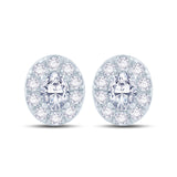 18ct White Gold 0.50ct Oval Cut Diamond Halo Stud Earrings
