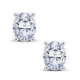 18ct white gold oval cut diamond four claw stud earrings