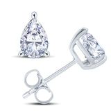 18ct white gold pear cut diamond three claw stud earrings setting view